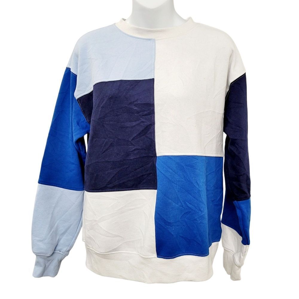 2/$20 Ardene White & Blue Crewneck Sweatshirt Top Size: Small